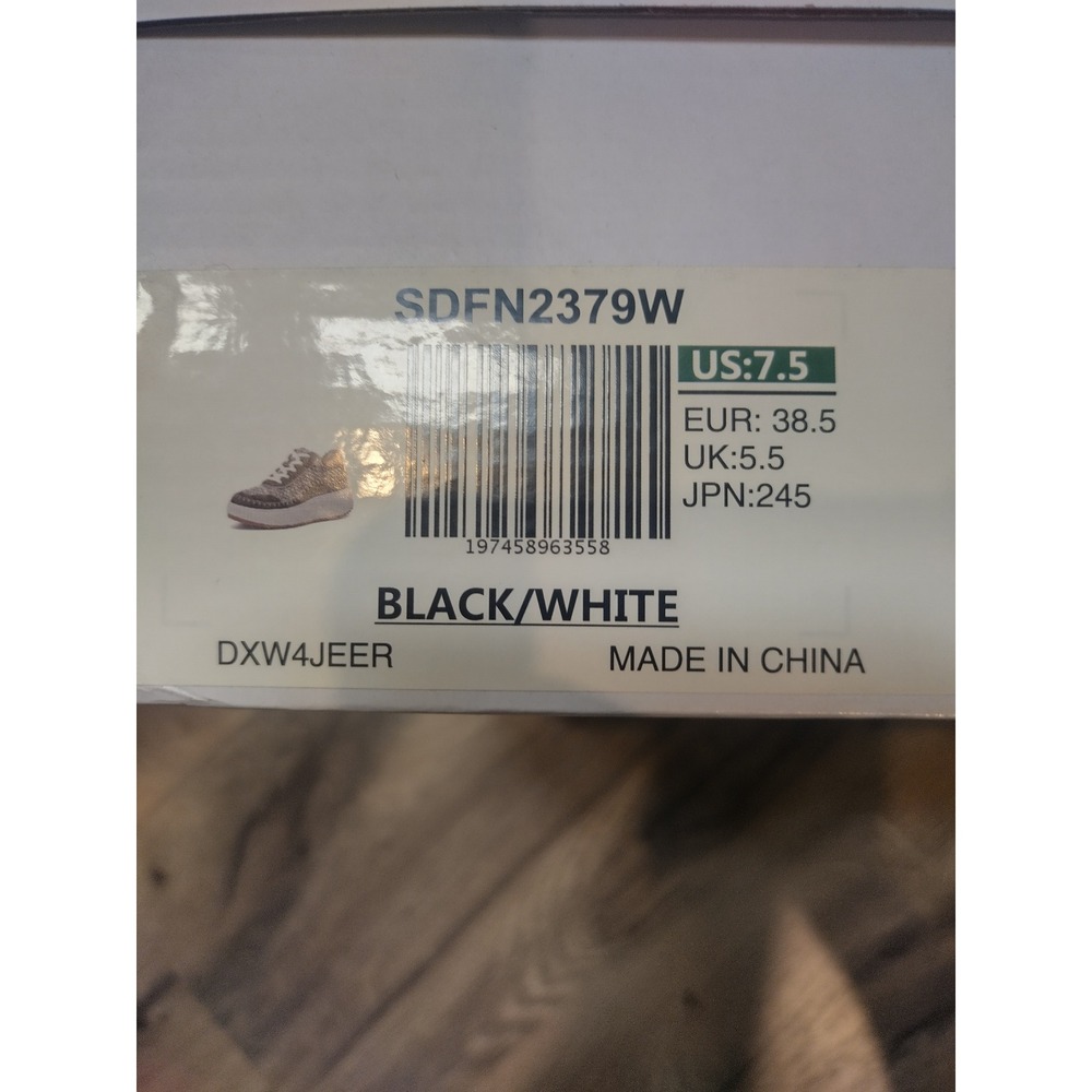 Dream Pairs SDFN2379W Black White Woven Tweed Platform Sneakers Womens 7.5 - Picture 9 of 9